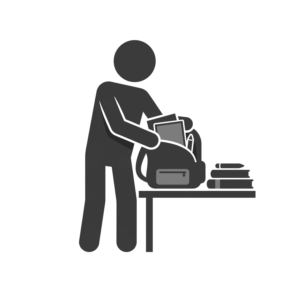 pictogram Schooltas inpakken